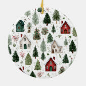 Watercolor Kerstpatroon Kerstbal Keramisch Ornament (Achterkant)