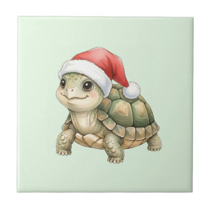Watercolor Kerstschildpad Sinterklaashoed Tegeltje