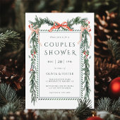 Watercolor Kerstslinger Koppels Bruiloftsshower Kaart