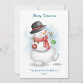 Watercolor Kerstsneeuwman Kaart (Voorkant)