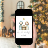 Watercolor Kerststal Allemaal Rustig Foto Feestdagenkaart