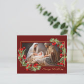 Watercolor Kerststal 'Eer aan God' Feestdagenkaart (Staand voorkant)