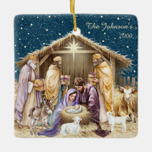 Watercolor Kerststal Keramisch Ornament