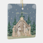 Watercolor Kerststal Keramisch Ornament (Rechts)