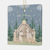 Watercolor Kerststal Keramisch Ornament (Links)