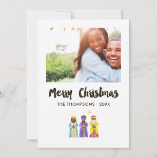 Watercolor Kerststal Kerst Foto Kaart