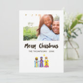 Watercolor Kerststal Kerst Foto Kaart (Staand voorkant)