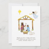 Watercolor Kerststal Kerst Foto Kaart (Achterkant)