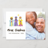 Watercolor Kerststal Kerst Foto Magnetische Uitnodiging (Voorkant)