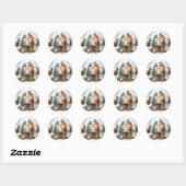 Watercolor Kerststal Kerstmis Ronde Sticker (Vel)