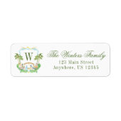 Watercolor Kerststal Monogram Wapen Kerstmis Etiket (Voorkant)