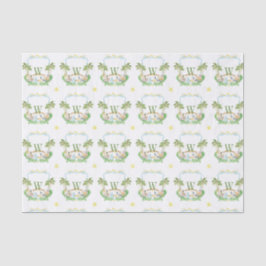 Watercolor Kerststal Monogram Wapen Kerstmis Tissuepapier