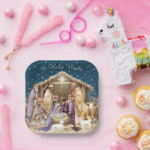 Watercolor Kerststal Papieren Bordje (Feest)