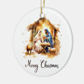 Watercolor Kerststal Prettig Kerstfeest Keramisch Ornament (Links)