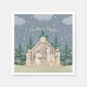 Watercolor Kerststal Servet