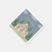 Watercolor Kerststal Servet (Hoek)