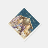 Watercolor Kerststal Servet (Hoek)