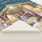 Watercolor Kerststal Sherpa Deken (3/4)