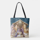 Watercolor Kerststal Tote Bag (Achterkant)