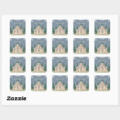 Watercolor Kerststal Vierkante Sticker (Vel)
