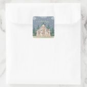 Watercolor Kerststal Vierkante Sticker (Tas)