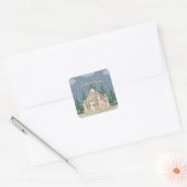 Watercolor Kerststal Vierkante Sticker (Envelop)