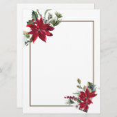 Watercolor kerstster kerst lege briefpapier feestdagenkaart (Voorkant / Achterkant)