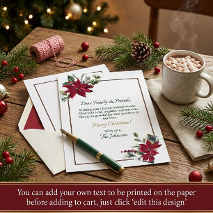 Watercolor kerstster kerst lege briefpapier feestdagenkaart