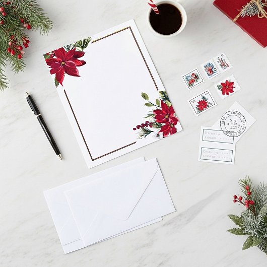 Watercolor kerstster kerstbriefpapier