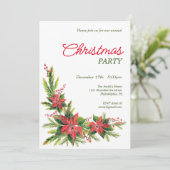 Watercolor kerstster kerstfeest uitnodiging (Staand voorkant)