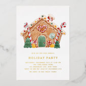 Watercolor Kerststol Huis Feestelijke Party Folie Uitnodiging (Voorkant)