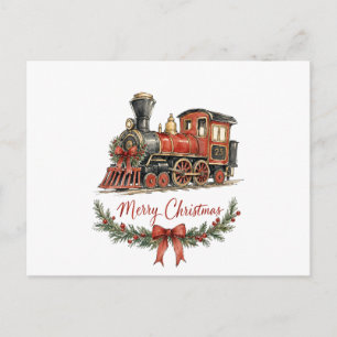 Watercolor Kersttrein met Krans Briefkaart