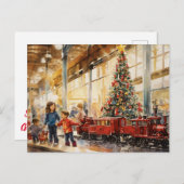 Watercolor Kersttrein Warenhuis herinnering Briefkaart (Voorkant / Achterkant)