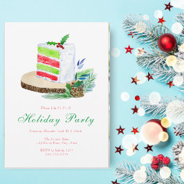 Watercolor Kerstvakantie Cake Met Hulst Kaart
