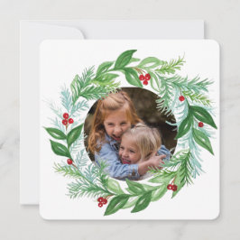 Watercolor Kerstvakantie FOTO Krans kaart