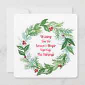 Watercolor Kerstvakantie FOTOCard met krans Feestdagenkaart (Achterkant)