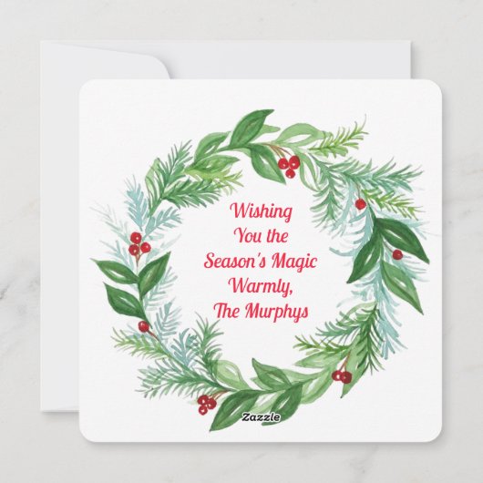 Watercolor Kerstvakantie PHOTO Krans kaart (Achterkant)