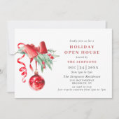 Watercolor kerstversiering KERSTFEest OPEN HUIS Kaart (Voorkant)