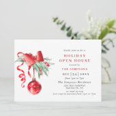 Watercolor kerstversiering KERSTFEest OPEN HUIS Kaart (Staand voorkant)