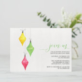 Watercolor Kerstversiering Kerstfeest Uitnodiginge Kaart (Staand voorkant)