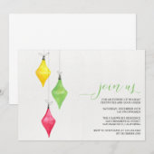 Watercolor Kerstversiering Kerstfeest Uitnodiginge Kaart (Voorkant / Achterkant)
