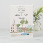Watercolor KEY WEST Huwelijk Florida keys Kaart (Staand voorkant)