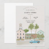 Watercolor KEY WEST Huwelijk Florida keys Kaart (Voorkant / Achterkant)