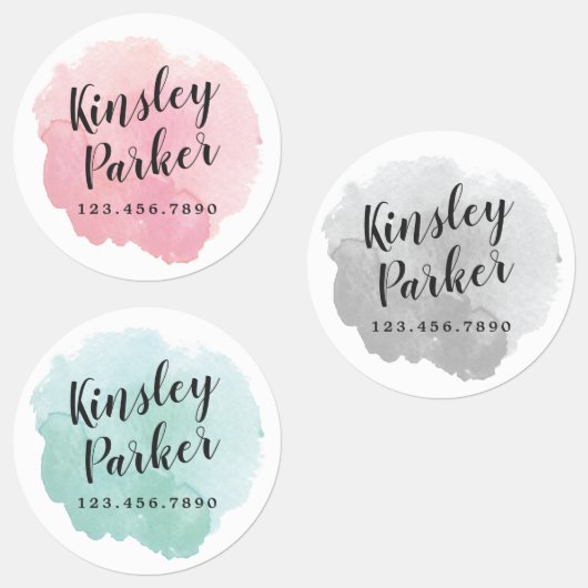Watercolor Kids Naam Waterdicht  Labels (Groep)