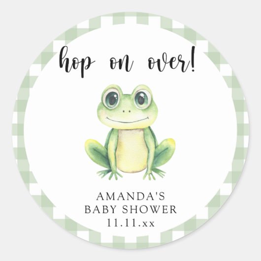 Watercolor kikker babyshower ronde sticker (Voorkant)