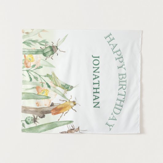 Watercolor Kind Insect Verjaardag Wandkleed (Voorkant (horizontaal))