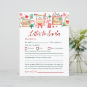 Watercolor Kinderen Brief aan Kerstman Papier Vel (Staand voorkant)