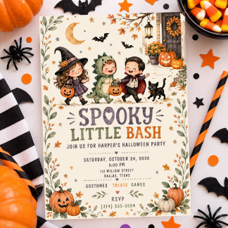 Watercolor Kinderen Halloween Feest Griezige Klein Kaart
