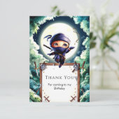 Watercolor Kinderen Ninja Verjaardag Bedankkaart (Staand voorkant)