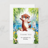 Watercolor Kinderen Otter Verjaardag Bedankkaart (Voorkant / Achterkant)